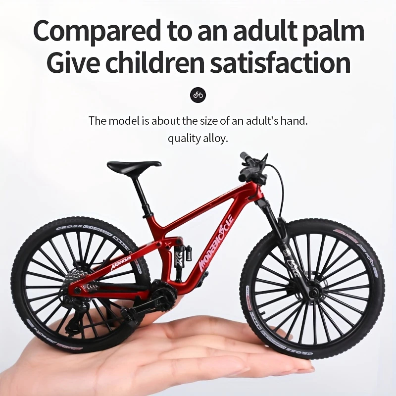 Brinquedo modelo de bicicleta de estrada em escala 1:6, adequado para decoração de casa, uma placa de mudança de marcha na parte traseira e pés de ligação da roda, bom presente