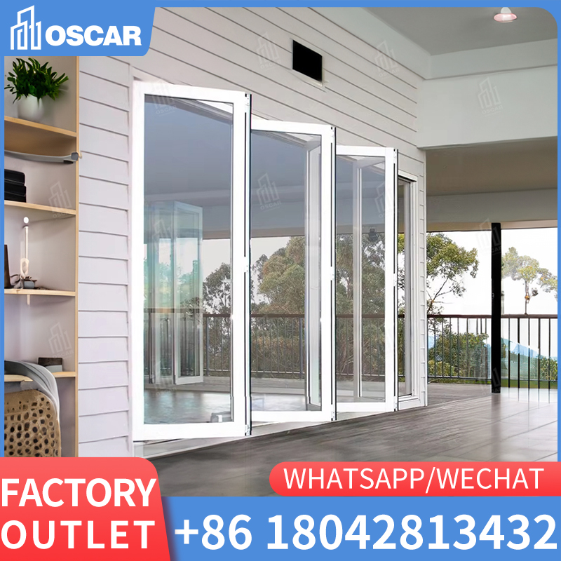 Exterior impermeable sin marco apilamiento puerta de vidrio móvil diseño de pérgola puerta divisoria panorámica balcón solero