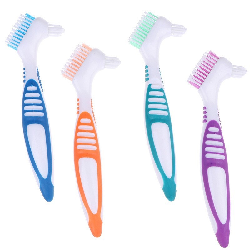 Cepillo de limpieza para dentaduras postizas, brocha Invisible de doble cara, 1 unidad
