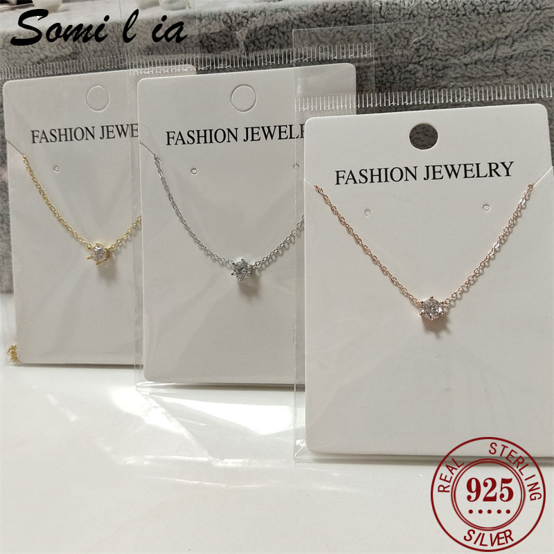 Somilia 925 Sterling Zilveren Ketting Voor Vrouwen 18K Rose Vergulde 5a Zirkoon Hanger Ketting Echt Geld Fijne Sieraden Moeders Cadeau