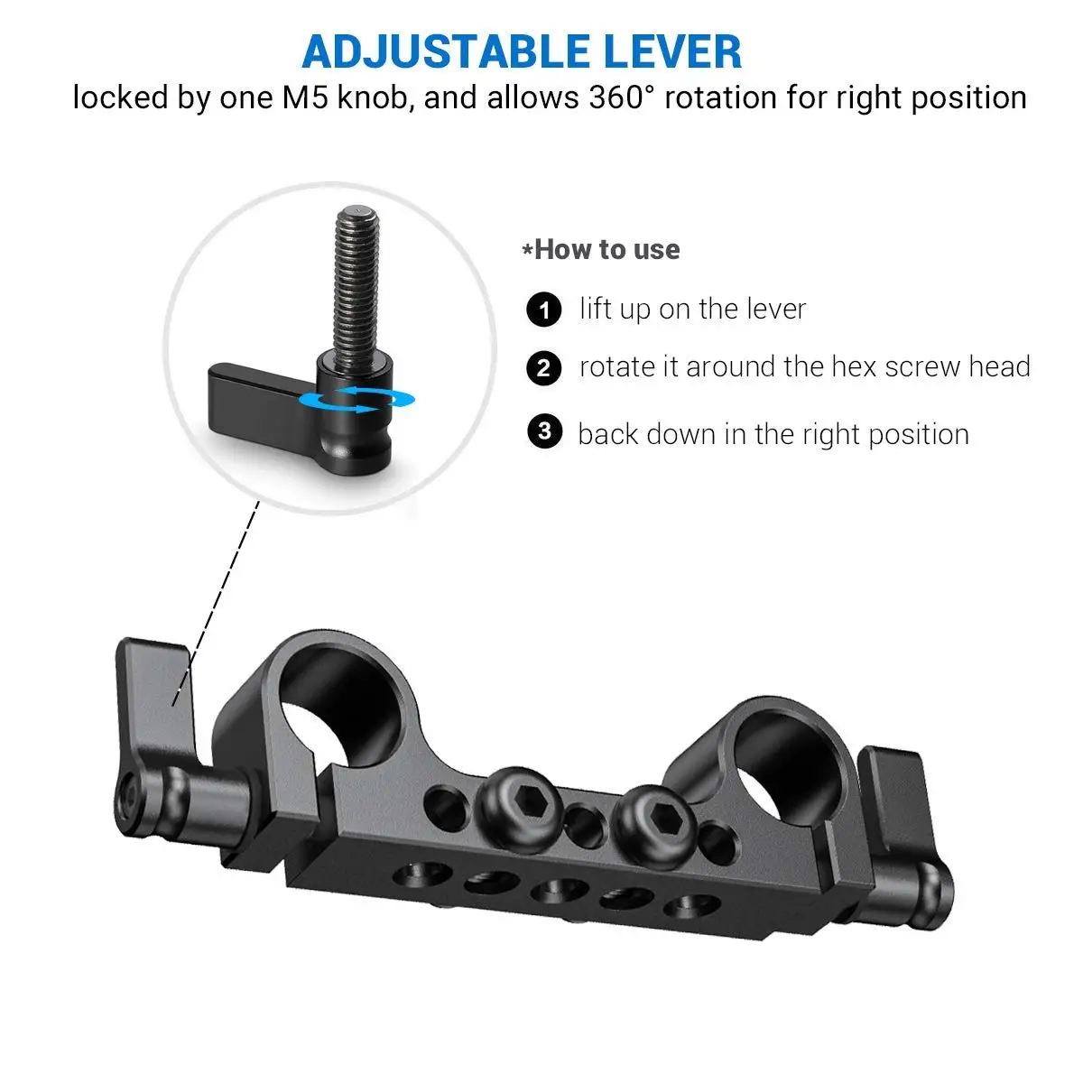 SmallRig Nhẹ 15Mm Railblock Cần Kẹp W 1/4 "20 Sợi Cho Sony Và Các 15Mm Máy DSLR camera Giàn Khoan Hỗ Trợ Vai 2Pc 2061