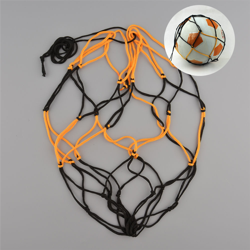 Bolsa de red de nailon para transporte de pelotas, malla para voleibol, baloncesto, fútbol, juego multideporte al aire libre, duradero, estándar, negro y amarillo