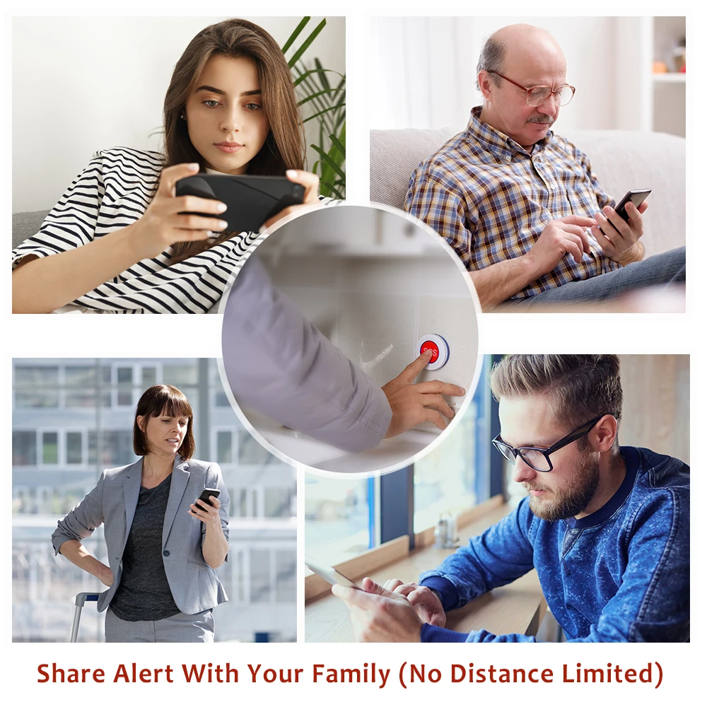 Topvico Wifi Panic Button Alarm Fall Prevention for Elderly Dementia RF433mhz Wireless Bed Alarm Caregiver Pager Tuya APP
