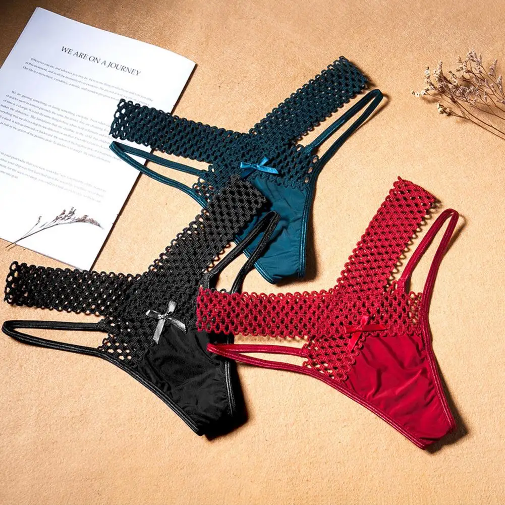Calzoncillos de señora ahuecados elástico tira fina estilo francés señoras Sling Tanga Color sólido mujeres G-string calzoncillos diarios