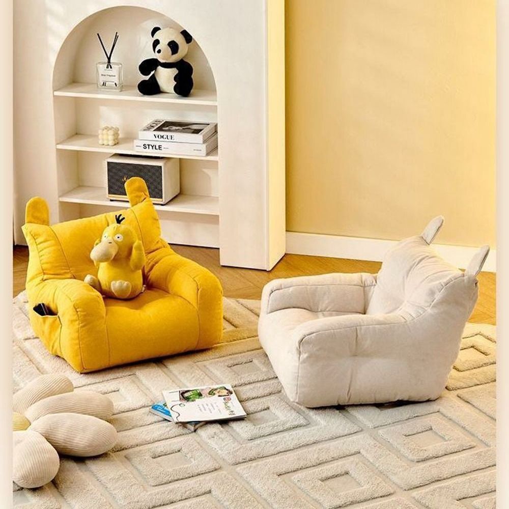 Cadeira de sofá pequena macia com bolsa de armazenamento confortável sala de estar sofá preguiçoso ergonômico cadeira de sofá de urso infantil para meninos e meninas