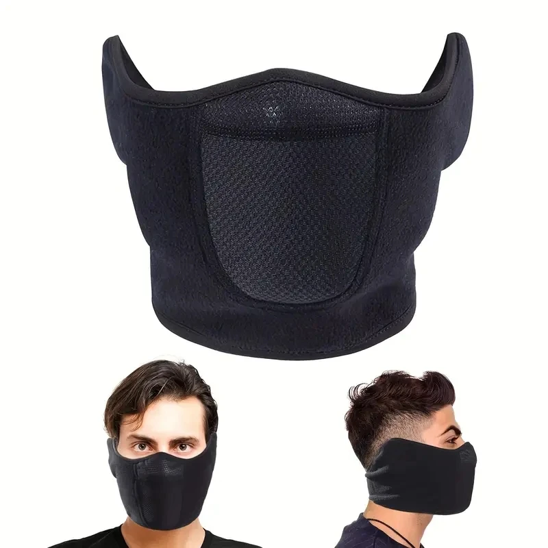 Máscara cálida a prueba de viento para pesca al aire libre, cubierta facial para deportes, correr, ciclismo, Polar, media máscara, protección para los oídos, invierno