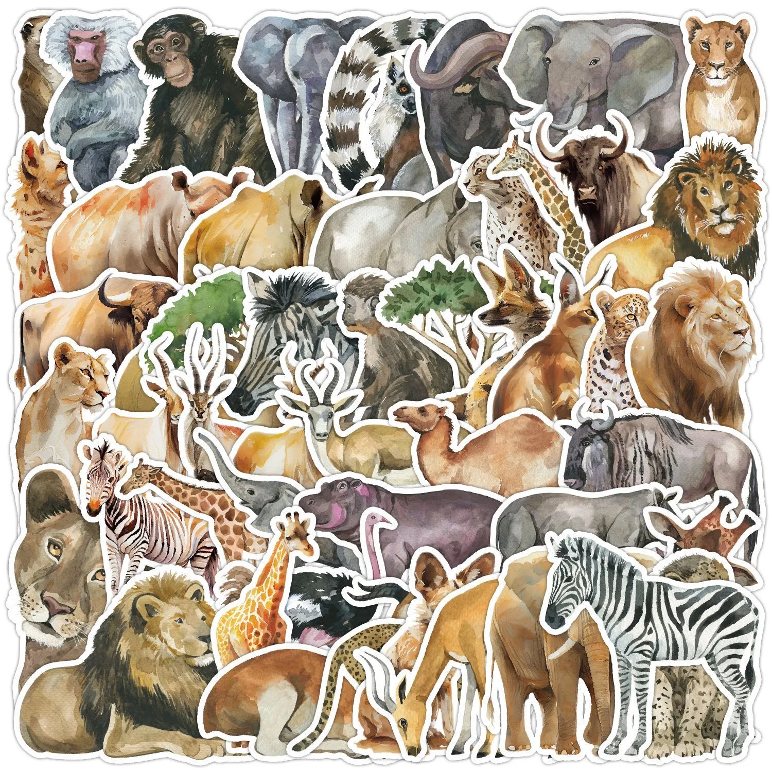 10/30/50 Uds. Pegatinas de animales salvajes del zoológico de dibujos animados, juguete estético DIY, teléfono, monopatín, portátil, nevera, coche, pegatina de Graffiti