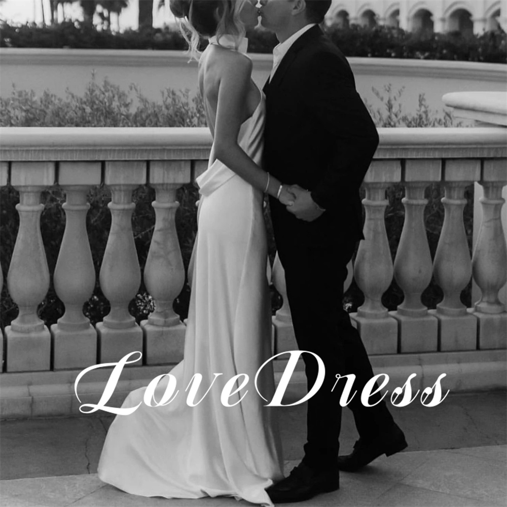 ที่กําหนดเองรักเซ็กซี่ Halter นุ่มคราบ Mermaid เปิดด้านหลังชุดแต่งงานเรียบง่ายความยาวชั้นแขนกุดคอสูง Robe de mariée