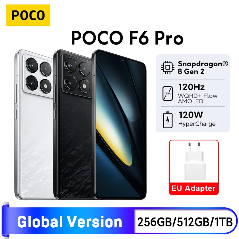 POCO F6 Pro versión Global Smartphone , Snapdragon, nuevo®8 Gen 2 120W HyperCharge 6,67 ''120Hz DotDisplay 50MP Cámara NFC 5G
