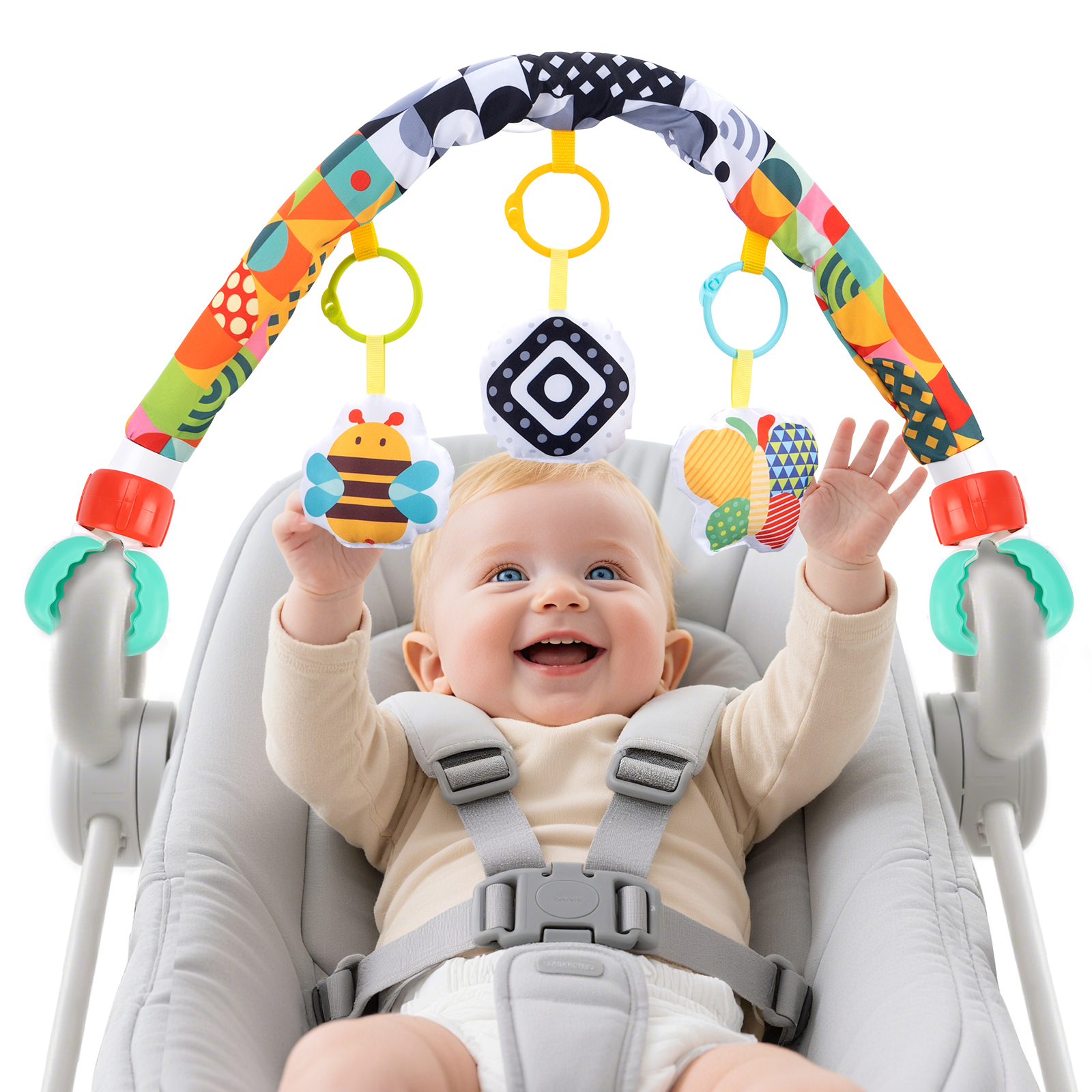 Arc de poussette pour bébé, jouet en tissu doux, videur d'activité, développement sensoriel, arc pour nouveau-nés, siège de voiture, jouet pour motricité Fine