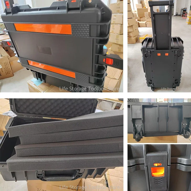 Large Tool box on wheels Shockproof Hard Case Portable Trolley Tool box Wheeled Safety Protector Tool Storage Box Tool Case