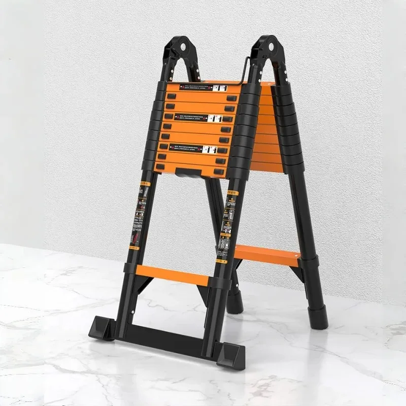 Escalera telescópica plegable gruesa, escalera multifuncional en espiga, adecuada para el hogar/mantenimiento/exterior, almacenamiento portátil