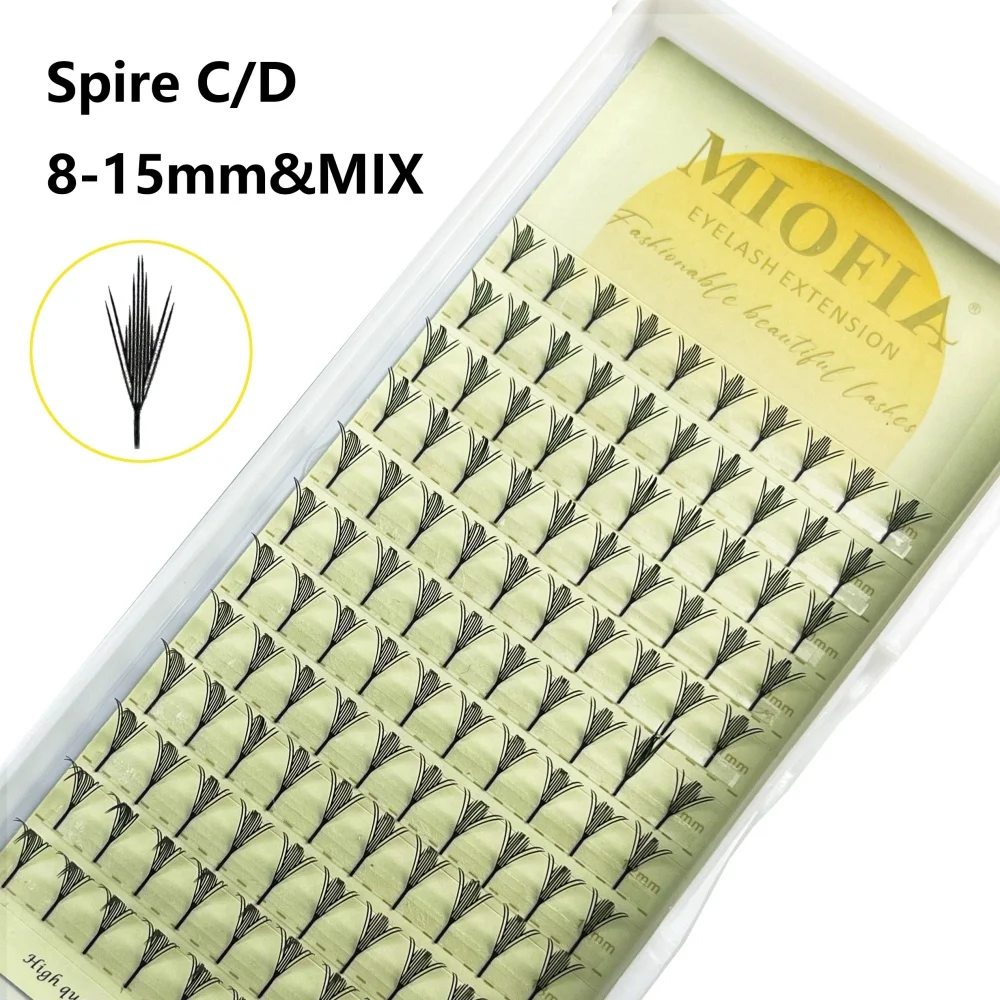 MIOFIA Tower Top Feather shape Eyelash Extension Comic Natural Lightweight  False Eyelashes Premade Fans Lashes for Makeup Tool
