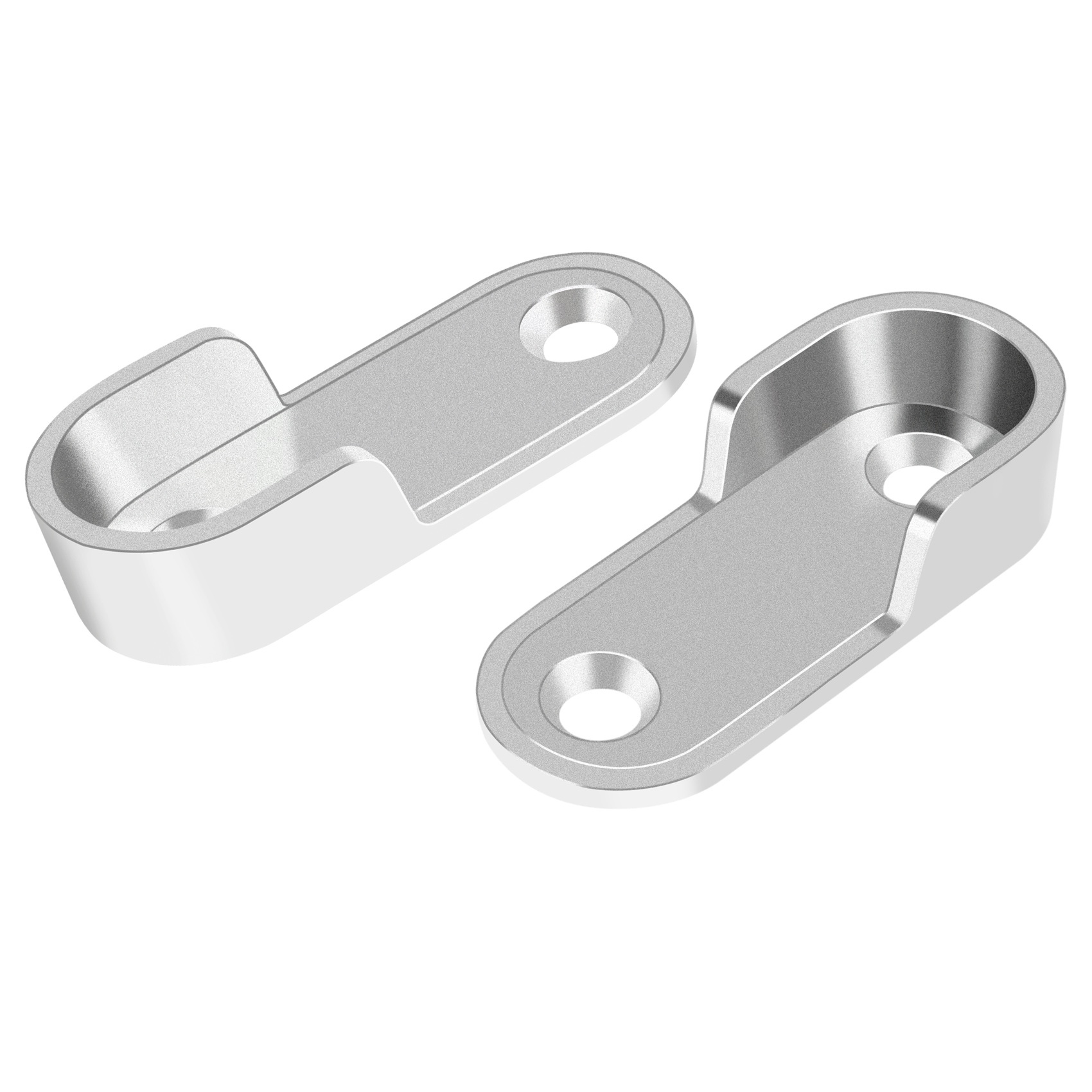 Oval Wardrobe Hanging Rail Rod End Bracket Support Silver Tone Pair