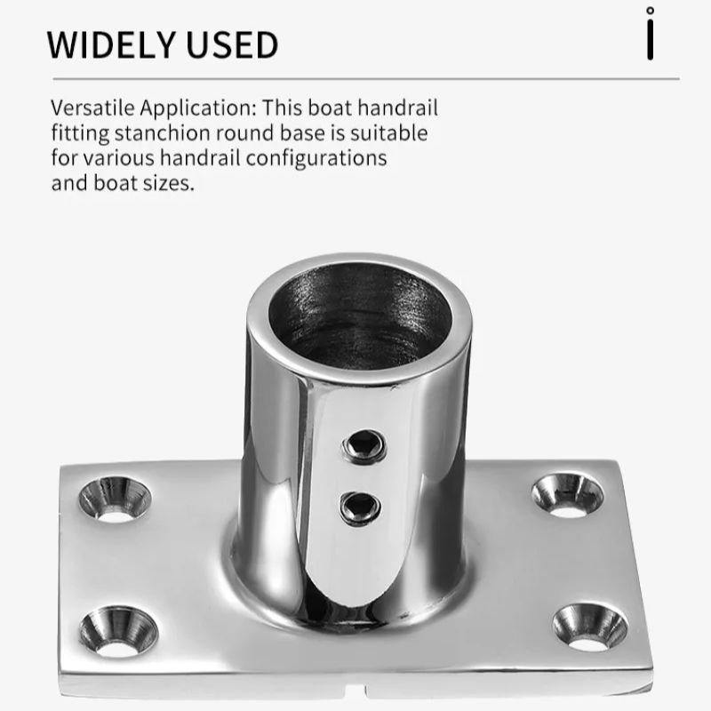 Tubo marino de 25mm, Base Rectangular de acero inoxidable 316, montaje de barandilla, accesorios para barcos