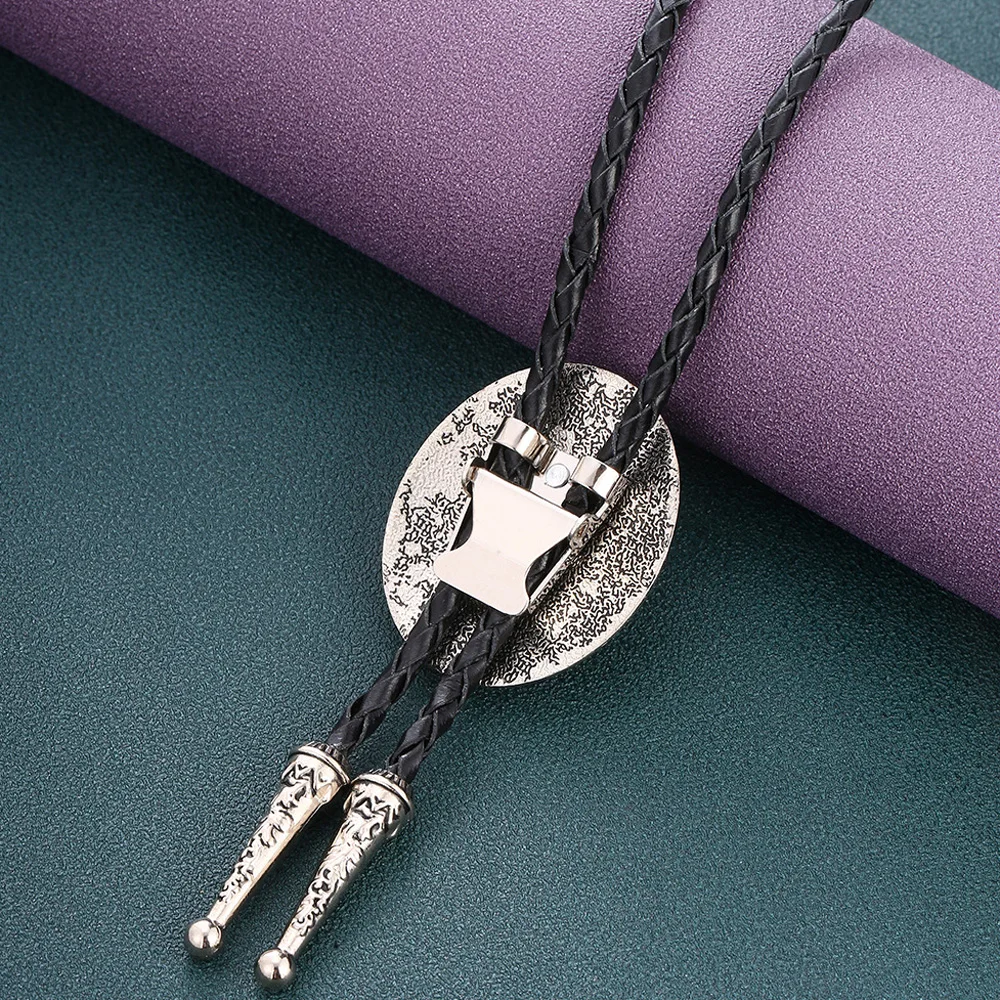 Corbata de bolo Poirot con flores turquesas talladas de vaqueros occidentales indios con cordón de cuero genuino Cheapify Dropshipping