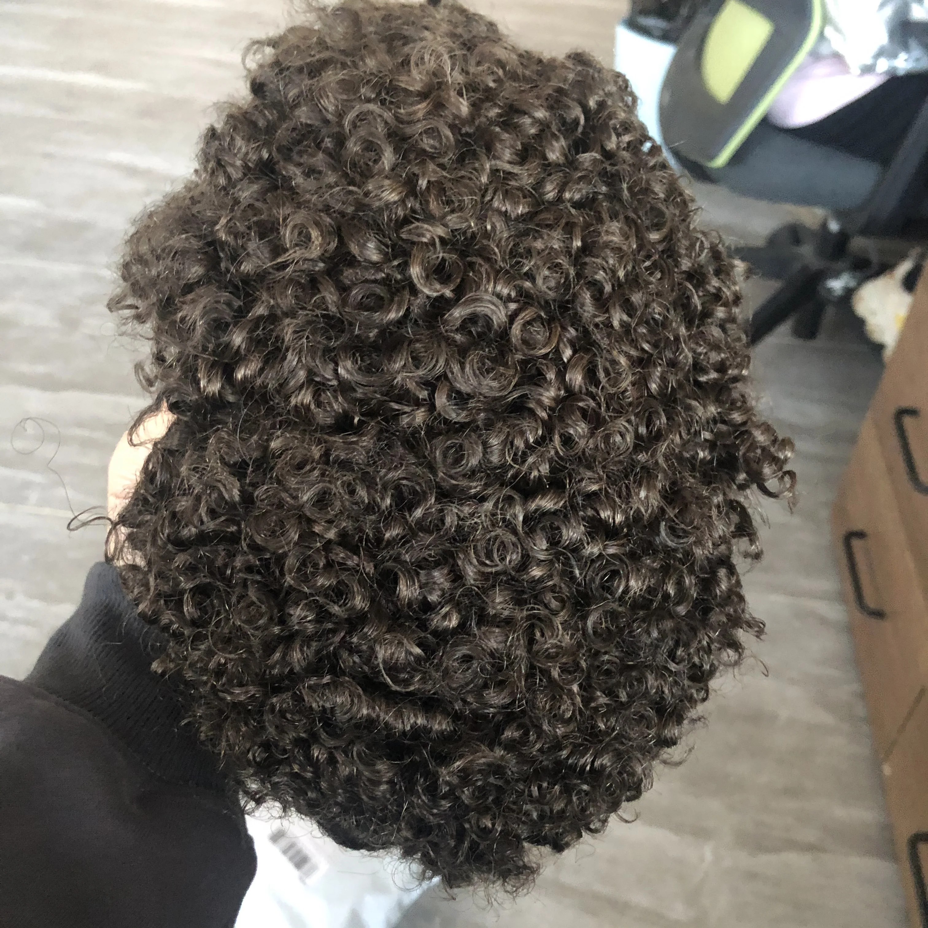 ผู้ชายวิกผมผมมนุษย์ Super ทนทาน MONO 20MM CURLY Toupee ผู้ชาย Capillary Prosthesis ผมหน่วยเปลี่ยนระบบชิ้นสําหรับชาย