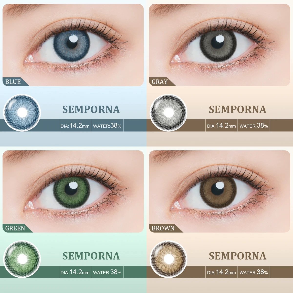 EYESHARE 2 Stück modische blaue Kontaktlinsen, farbige Kontaktlinsen für Augen, braune Linsen, graue Schüler, jährliche kosmetische grüne Kontaktlinsen