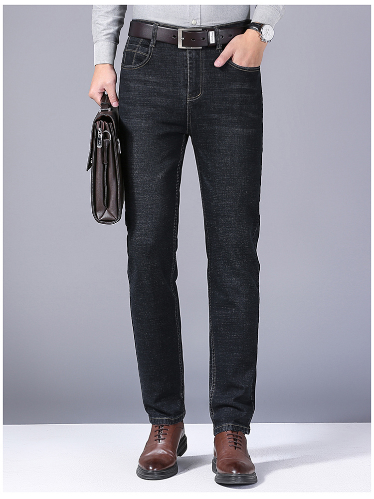 Pantalones vaqueros rectos a la moda para hombre, novedad de 2024, pantalones ajustados elásticos, cómodos pantalones vaqueros suaves de negocios, ropa de marca masculina