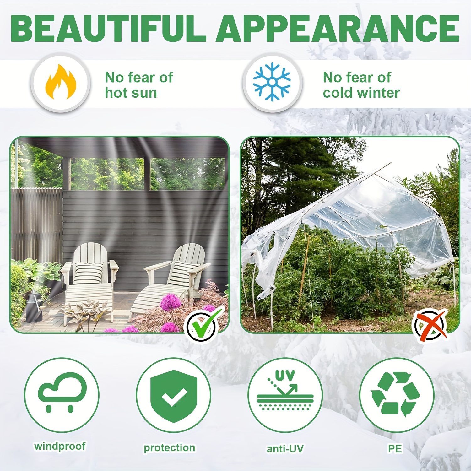 1pc lonas impermeáveis claras com ilhós, para pátio, para cobrir estufa varanda dossel planta acampamento