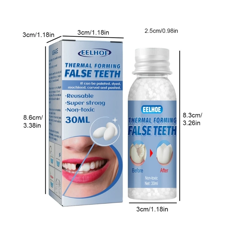 พลาสติกเรซินกาวฟันปลอมฟันซ่อม Falseteeth ชั่วคราว Solid เม็ด Moldable ฟันฮาโลวีน-แต่งหน้า