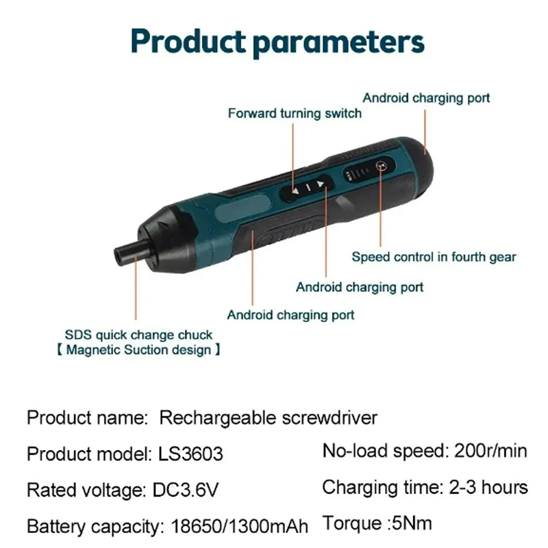 Mini Akku-Elektroschrauber 1300 mah Wiederaufladbare Einstellung Bohrmaschine Multifunktions Demontage Drehmoment Reparatur Werkzeuge