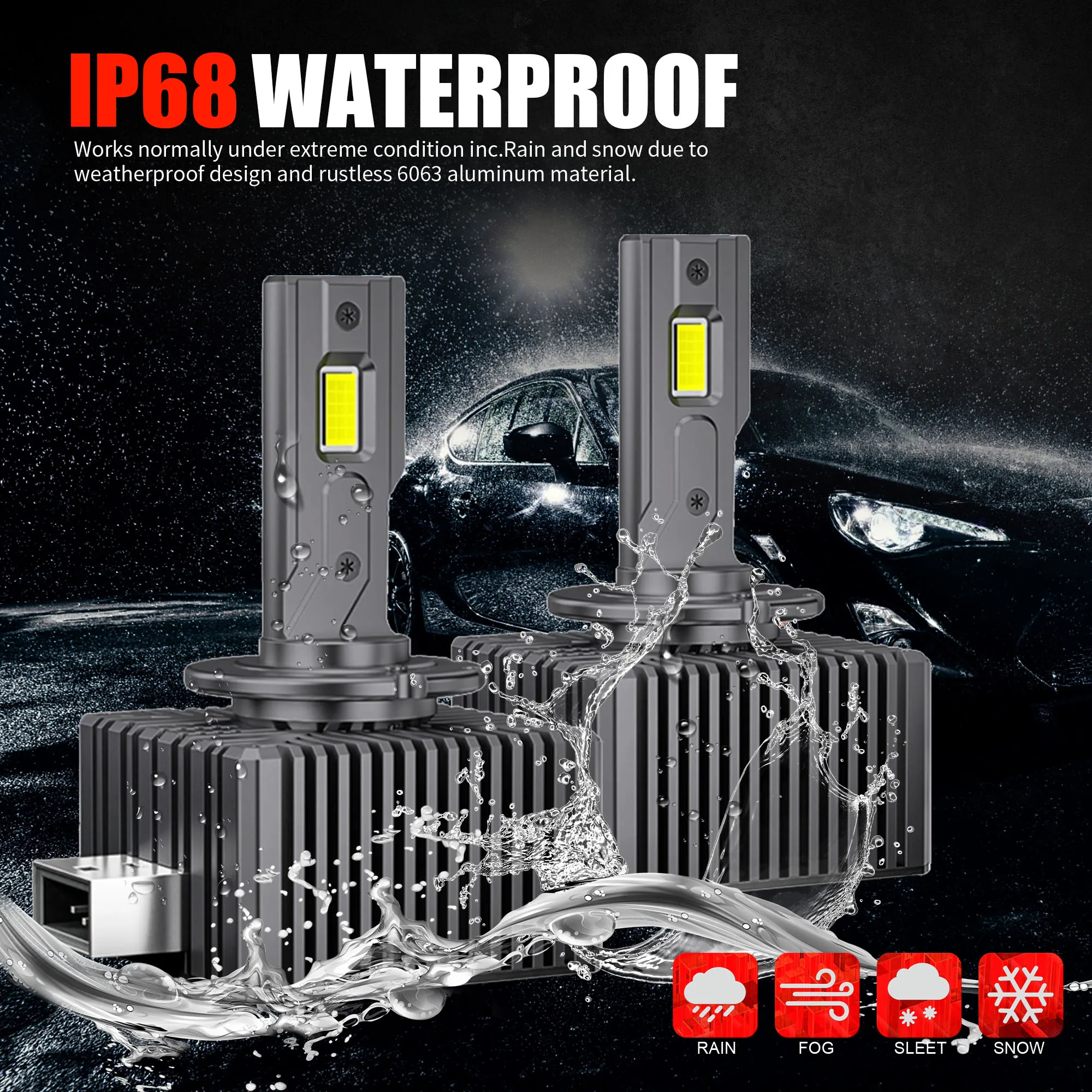 D1S D3S LED ไฟหน้า HID D2S D4S D8S 70W Auto โคมไฟ High LOW Beam D2R D4R CANBUS LED สองด้านชิป CSP 6000K Plug & Play 12V 24V