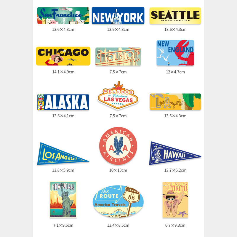 15 ピース/セットビッグサイズステッカー美的レトロ Pegatinas マットビニール旅行都市ラップトップデカールスーツケーススケートボード Decorat