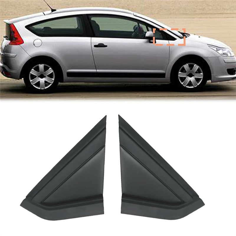 2 Buah Panel Segitiga Jendela Depan Mobil Panel Dekoratif Segitiga 9647011377 96470112777 ABS Hitam untuk Citroen C4 04-10