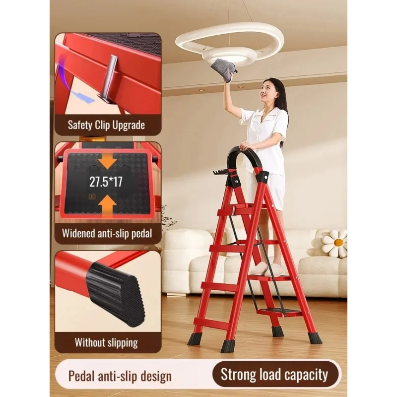 Thickened Household Folding Ladder - Multi-functional Aluminum Alloy Step A-Frame, Safe Load-Bearing, Space-Saving for Home