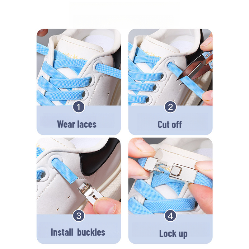 8MM Verbrede Platte Geen Stropdas Druk Lock veters lanvin sneakers elastische veters sneakers Kids Adult Schoenveter voor Schoenen