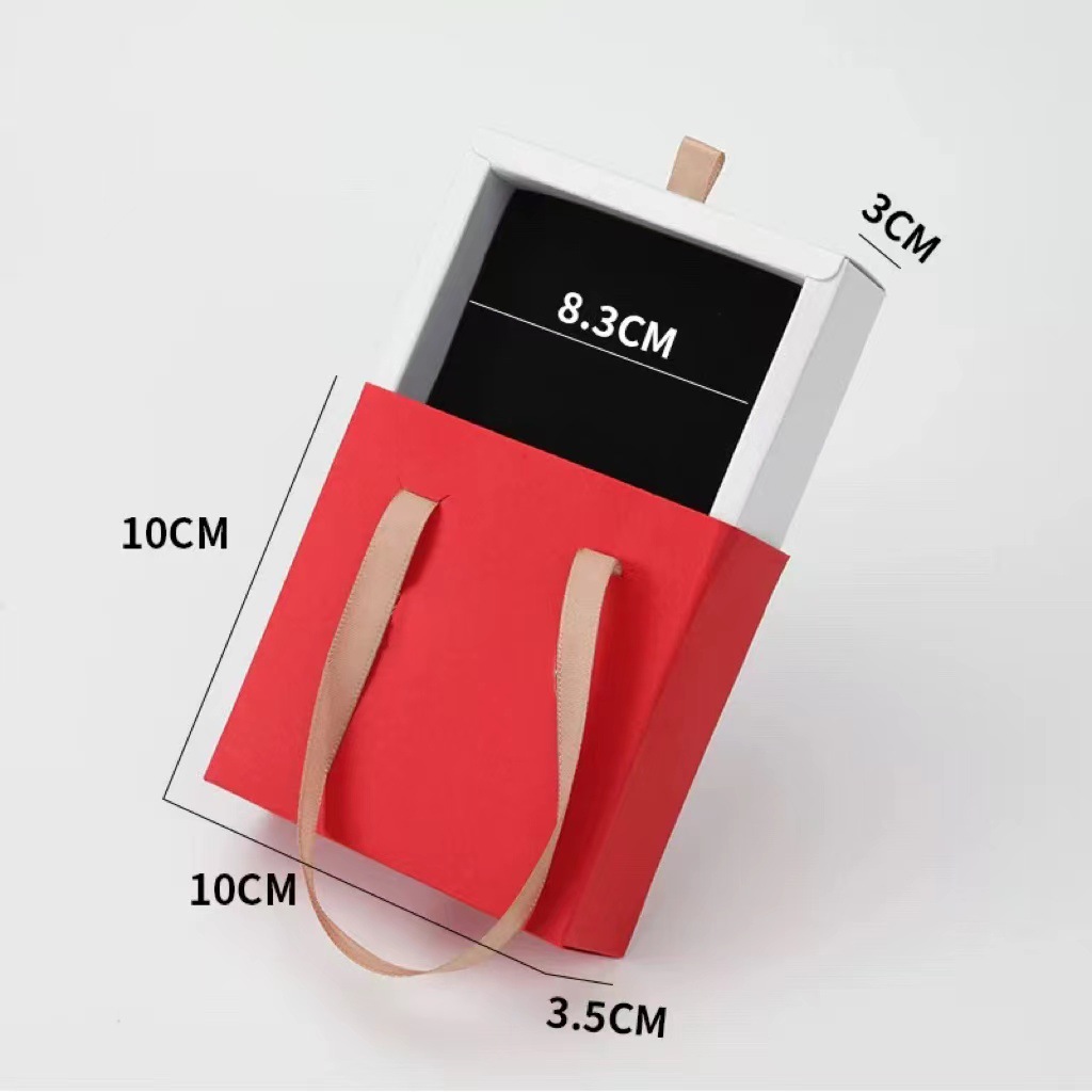 Handheld Jewelry Packaging Box Wearing Armor Ring Earring Necklace Storage Gift Box Paper Pull-out Drawer Jewelry Box Wholesale