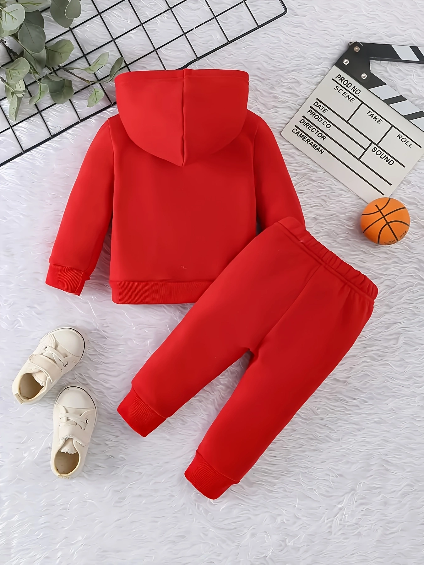 Baby Boy KING Crown Pattern Fleece Hoodie+Casual Pants Two Piece Set Spring and Autumn Sportswear