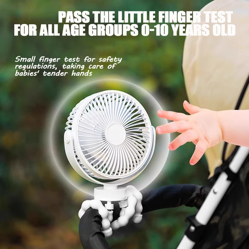 Mini ventilador para cochecito de bebé de 3 velocidades con luz, ventilador de carga USB portátil, soporte para teléfono móvil, accesorios para cochecito, artículos para recién nacidos
