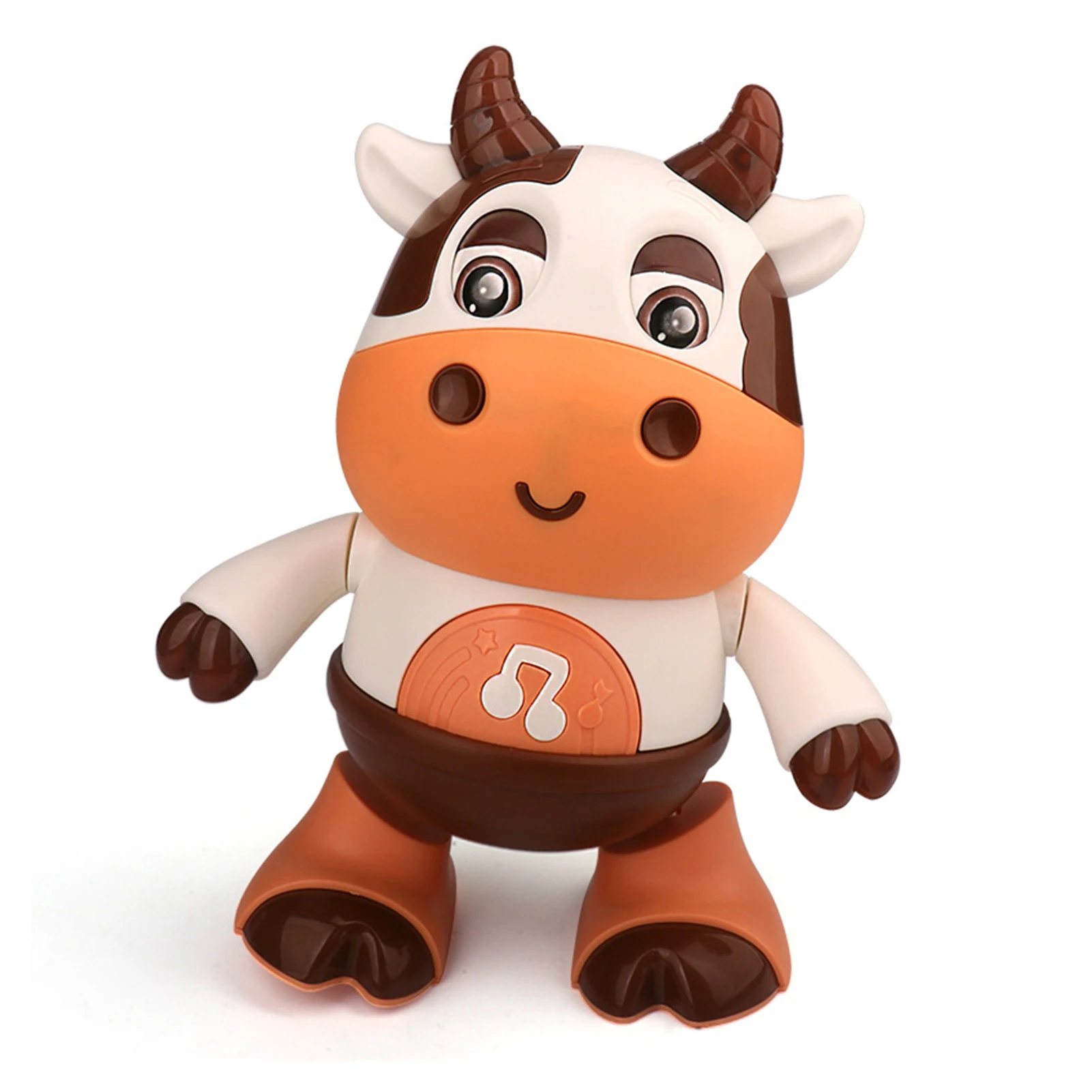 Robô elétrico de dança de vaca, brinquedo inteligente com rotação de 360 graus, música com luz, lembranças para festa e material escolar fou99
