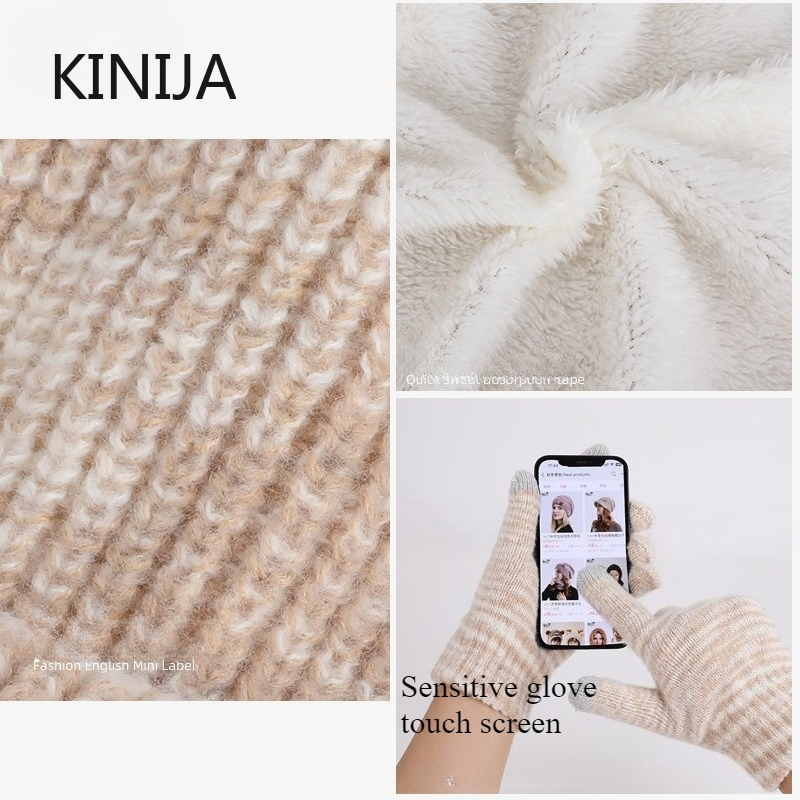 Women's Knitted Hat Beanie Cap Winter Coldproof Hat Scarf Gloves Sets Outdoor Warm Windproof Hat Fit Skiing Cycling Sets