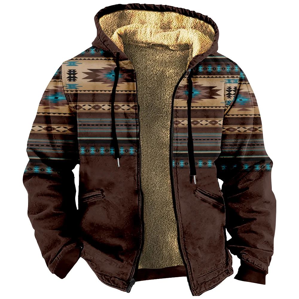 Sudaderas con capucha de manga larga con cremallera para hombre, chaqueta de tribo azteca Retro informal de invierno para hombre/mujer, ropa, sudadera, prendas de vestir exteriores