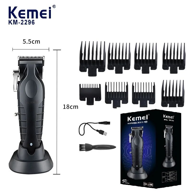 Kemei profissional máquina de cortar cabelo para homens cabo/sem fio kits de corte de cabelo aparador de barba t lâmina barbeiro clippers KM-2296