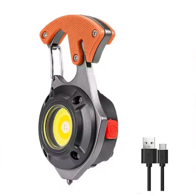 Mini torche porte-clés Portable COB, lampe de poche LED, 7 Modes d'éclairage, lampe de secours Rechargeable avec tournevis, brise-vitre