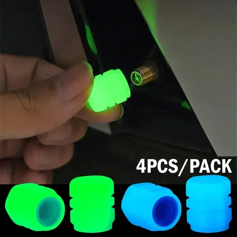 12Pcs Luminous Valve Caps Fluorescent Red Night Glowing Car Motorcycle Bicycle Wheel Styling Tyre Hub Universal Cap Decoration