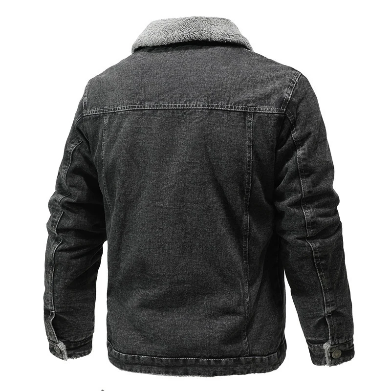 DIMUSI hommes veste d'hiver mode hommes revers Sherpa polaire doublé épaissir Denim Jean camionneur Jacke hommes Jeans manteaux vêtements 5XL