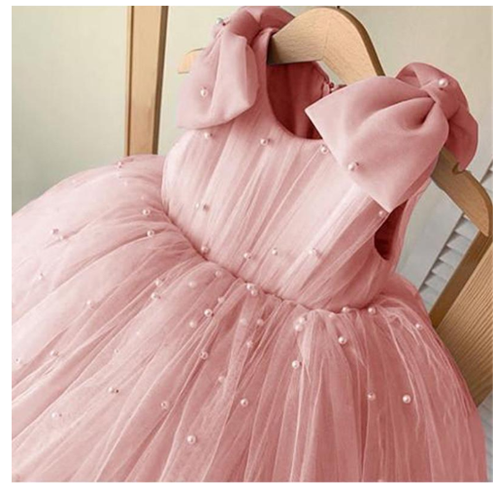 ชุดเดรสดอกไม้สีแดงสําหรับงานแต่งงานยาวรถไฟเจ้าหญิงประกวด Holy Communion วันเกิดเจ้าหญิงเกสต์ชุดราตรี