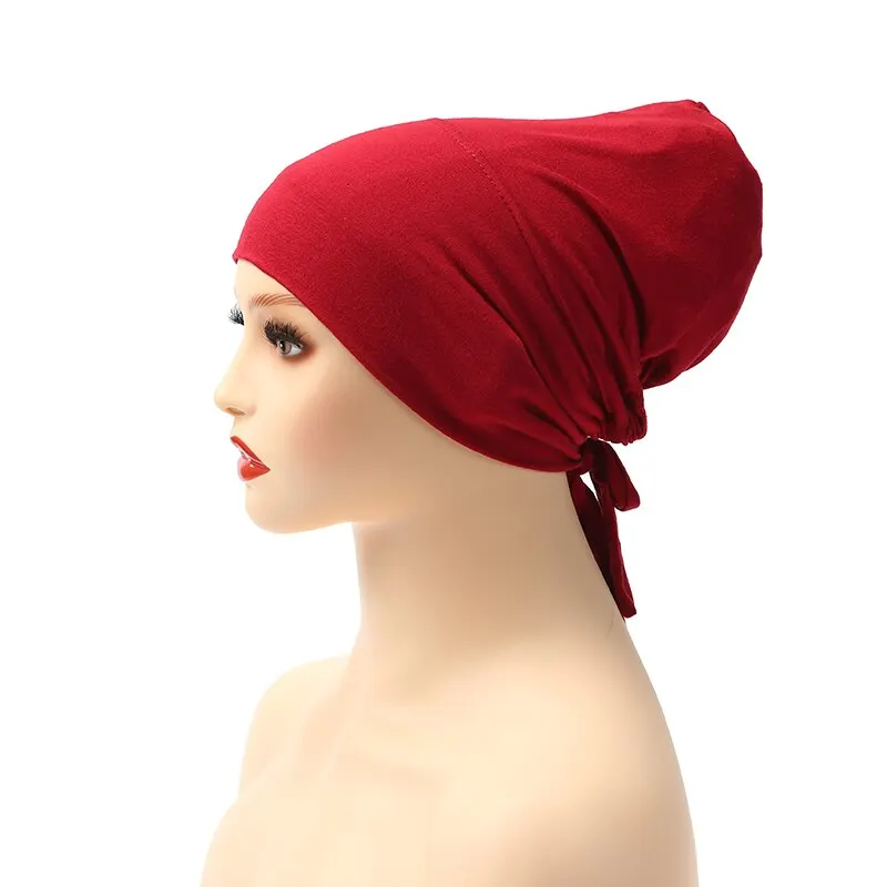 Gorros interiores ajustables, gorro elástico de Color sólido, Hijab Modal, capó musulmán, bufanda interior, accesorios de moda para mujer