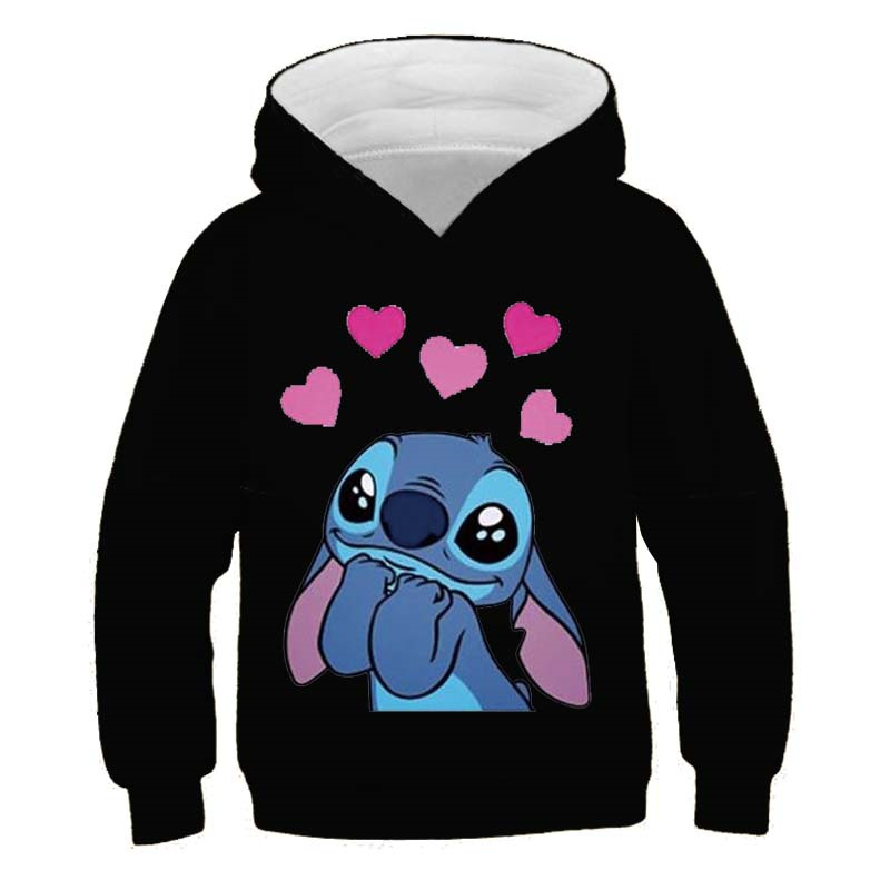 New Stitch felpe con cappuccio ragazze felpa autunno e inverno manica lunga Harajuku pullover serie Disney Stich Casual con cappuccio top