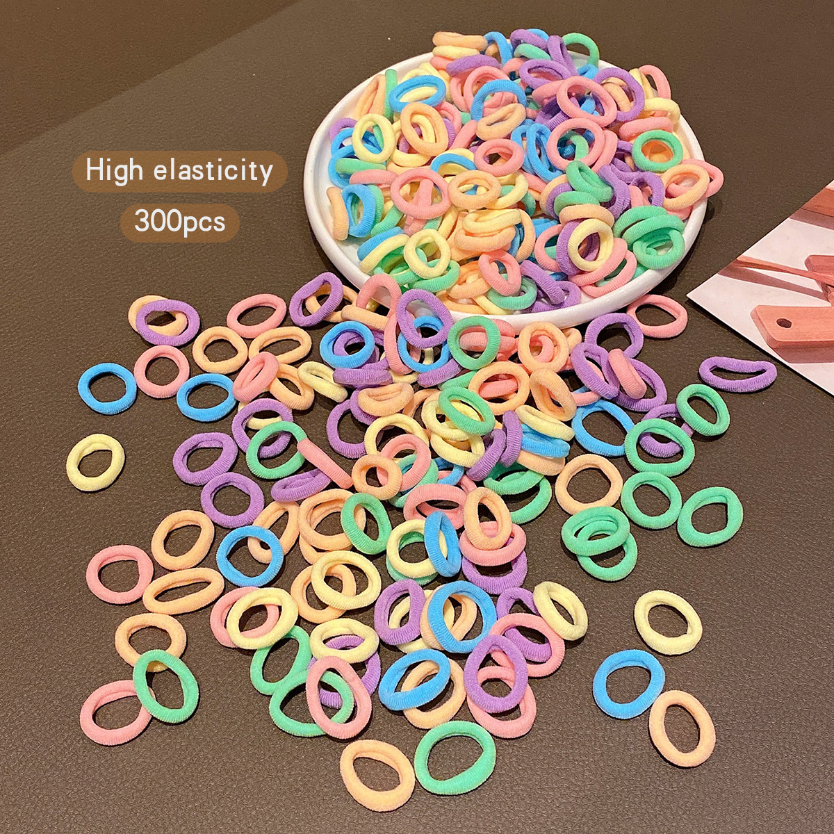 300 Haargummis, hohe Elastizität, langlebige Gummibänder, Haarringe, Haarschmuck