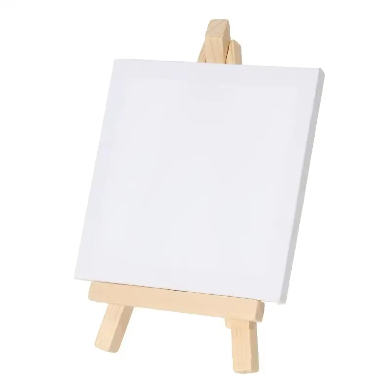12 개/대 아티스트 5 인치 미니 이젤 + 3x3 인치 미니 캔버스 세트 그림 어린이 공예 DIY 드로잉 학교 미술을위한 작은 테이블 이젤
