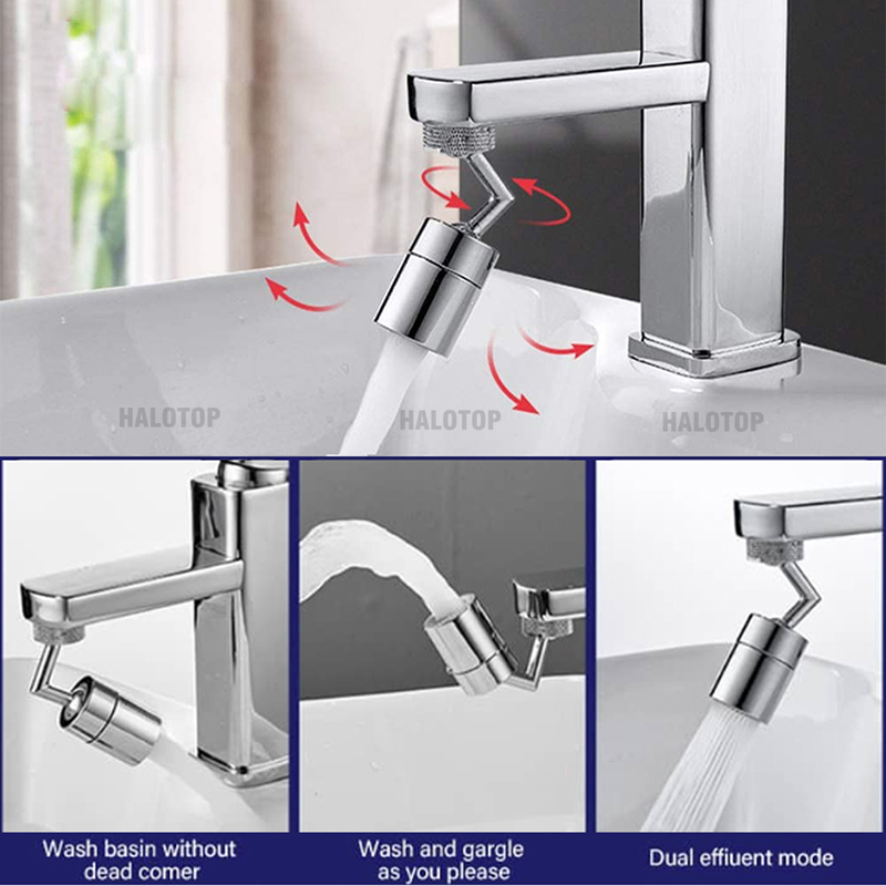 720° Swivel Faucet Spray Head ABS Kitchen Tap Aerator Bathroom Rotatable Extension Faucet Filter Nozzle Dual Modes Water Saving