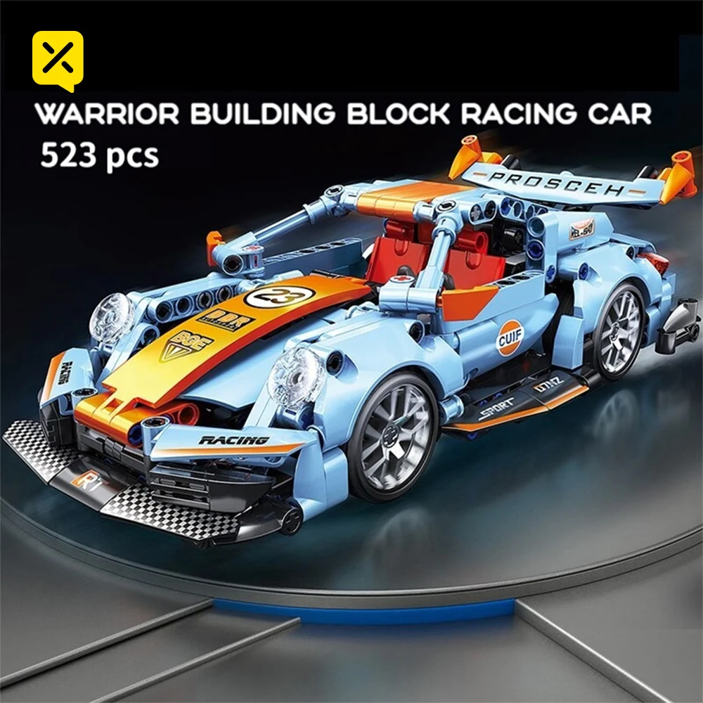 Técnico Racing Sport Car Building Blocks, MOC, Veículo Mecânico, Supercar Puzzle, Cidade Veículo, Brinquedos para Crianças, 523Pcs, 1:18 Modelo, 911TS