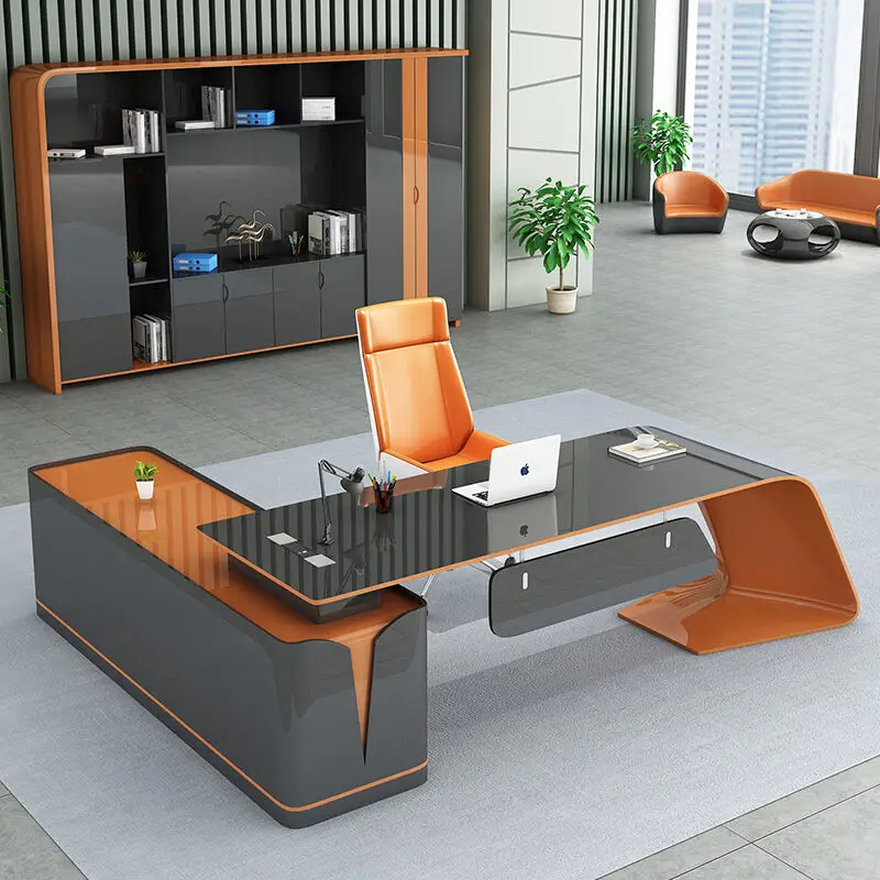 Executive Light Luxury Office Deskในสต็อกDesignerจัดเก็บโต๊ะคอมพิวเตอร์L Shaped Quality Bureauเป็นสินค้าที่เฟอร์นิเจอร์