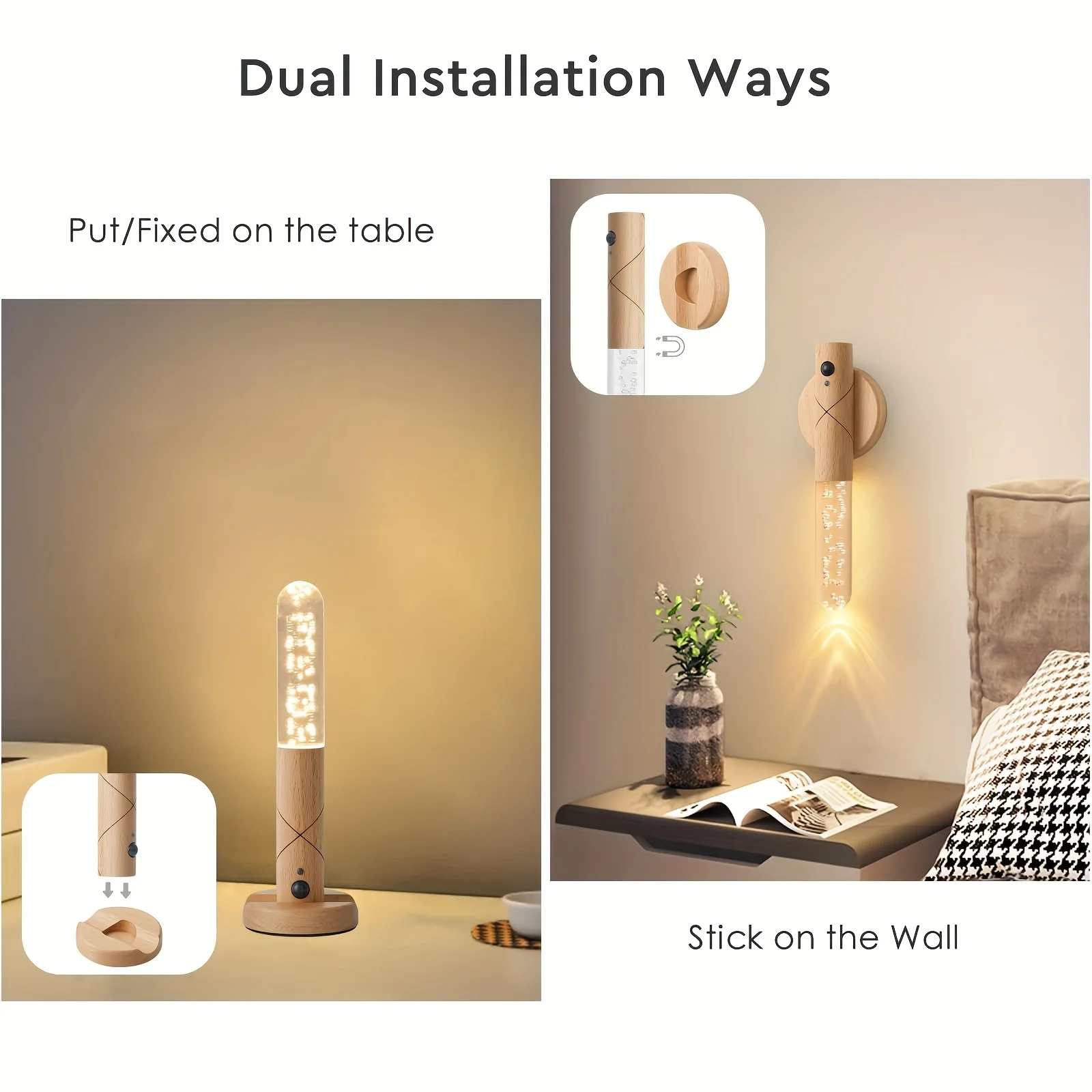 Luz nocturna con sensor de movimiento, aplique de pared con pilas para interiores, pasillo inalámbrico magnético, sala de estar, dormitorio, escalera, pasillo
